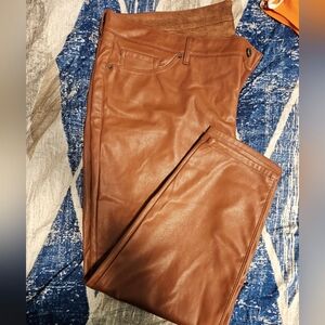 Brown Faux Leather plus size pants.